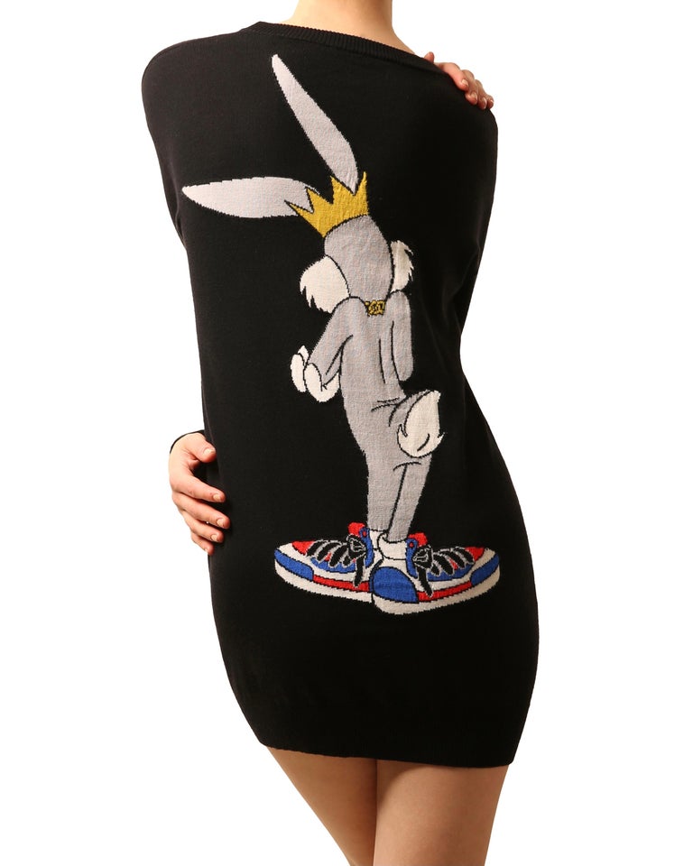 Moschino Couture 2015 black looney tunes bugs bunny oversized wool ...