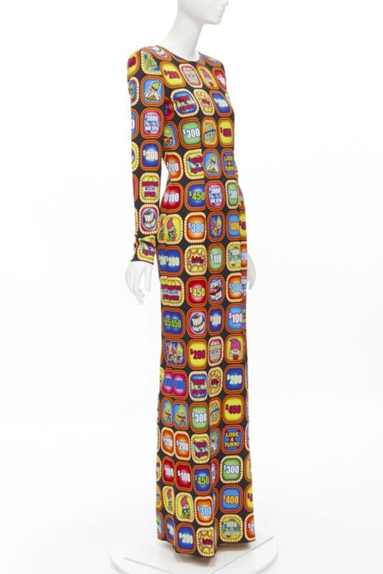 Brown MOSCHINO Couture! 2019 Runway Good Luck Trolls Gameshow maxi gown  IT38 XS