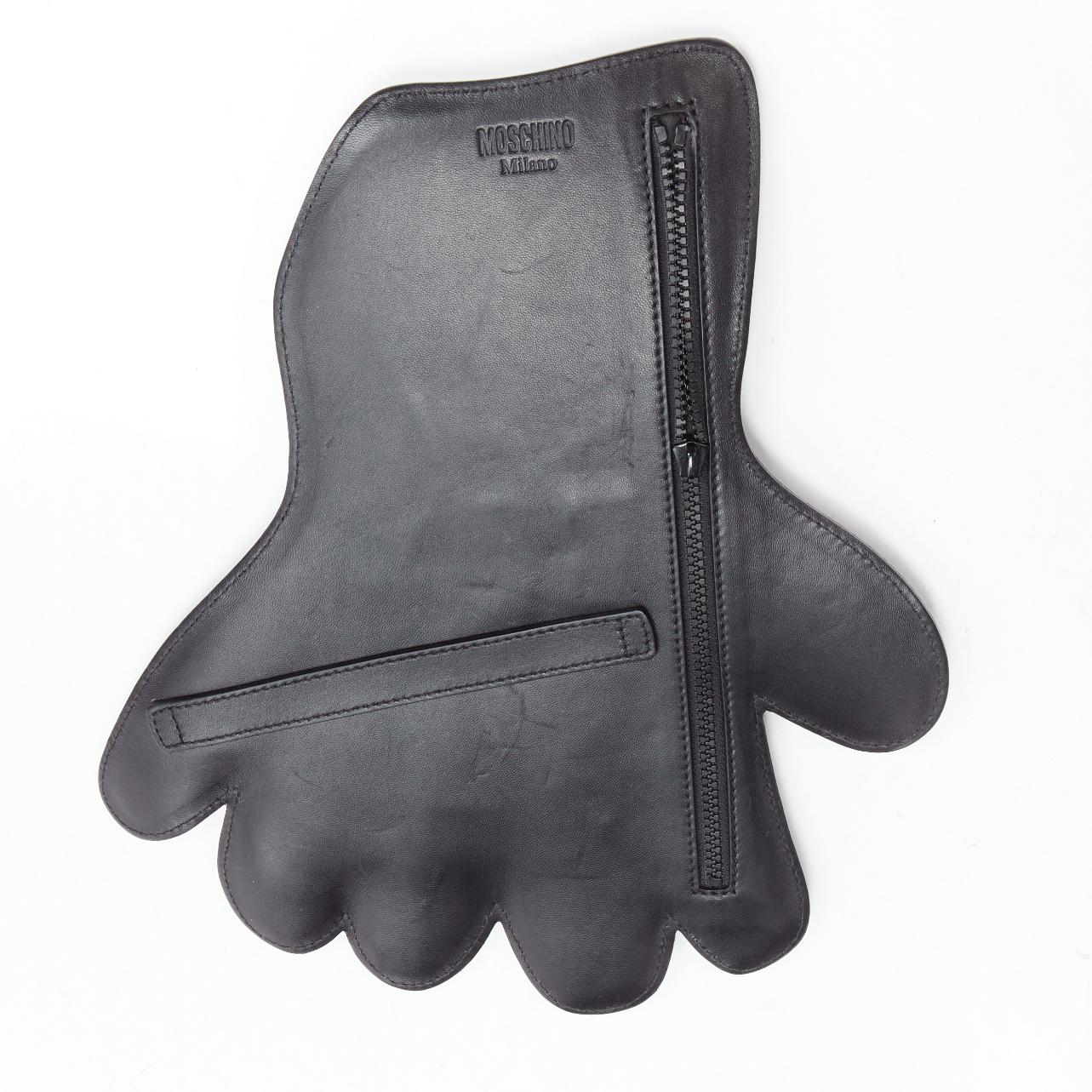 Gray MOSCHINO COUTURE  2020 Runway Picasso Hand Painting white leather XL clutch bag For Sale
