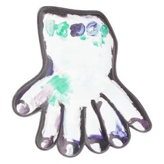 MOSCHINO COUTURE  2020 Runway Picasso Hand Painting pochette XL en cuir blanc