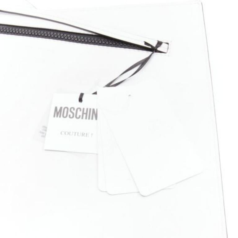 Women's MOSCHINO COUTURE 2020 Runway Picasso Musical Note Score white leather clutch bag