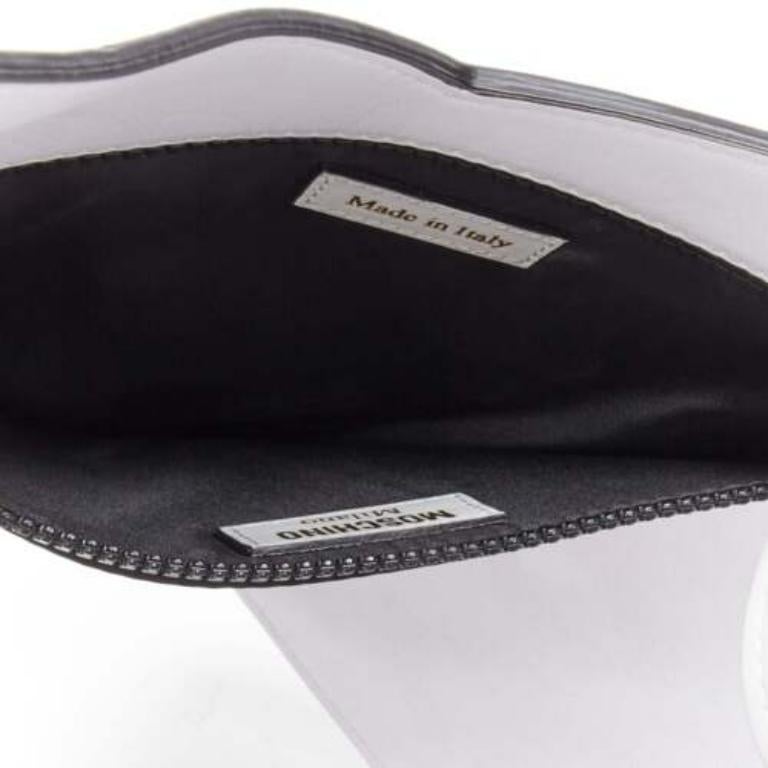 MOSCHINO COUTURE 2020 Runway Picasso Musical Note Score white leather clutch bag 1