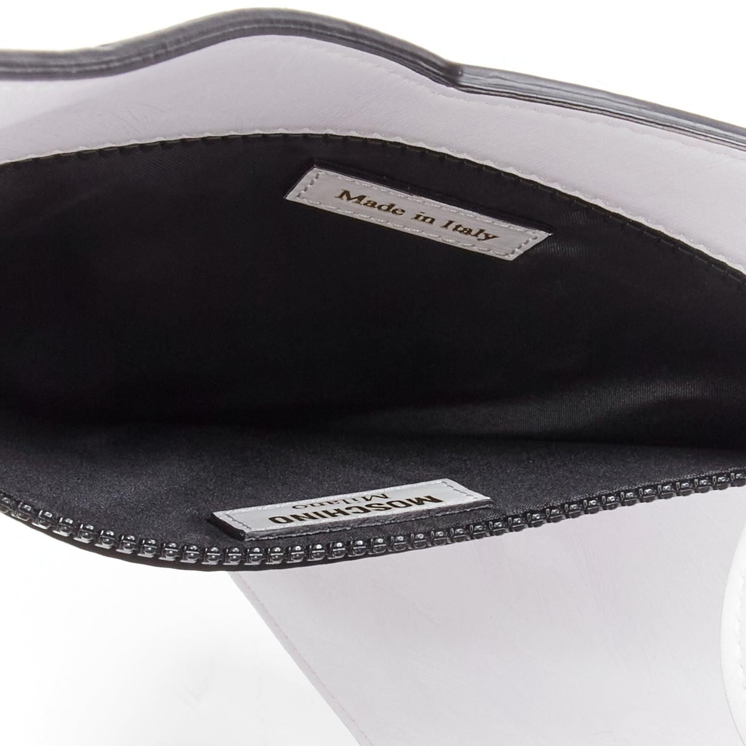 MOSCHINO COUTURE 2020 Runway Picasso Musical Note Score white leather clutch bag 1