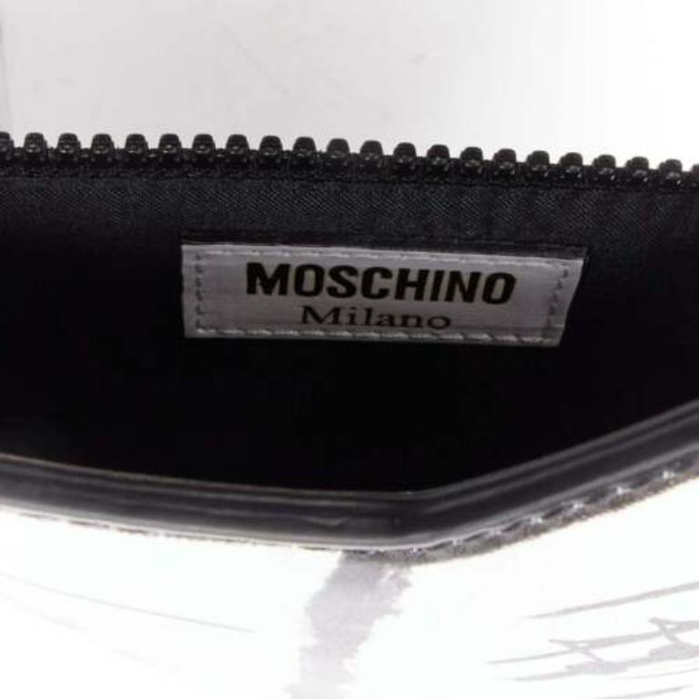 MOSCHINO COUTURE 2020 Runway Picasso Musical Note Score white leather clutch bag 2