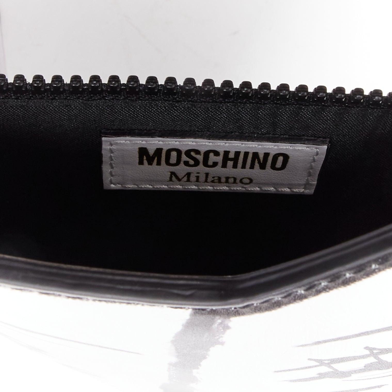 MOSCHINO COUTURE 2020 Runway Picasso Musical Note Score white leather clutch bag 2