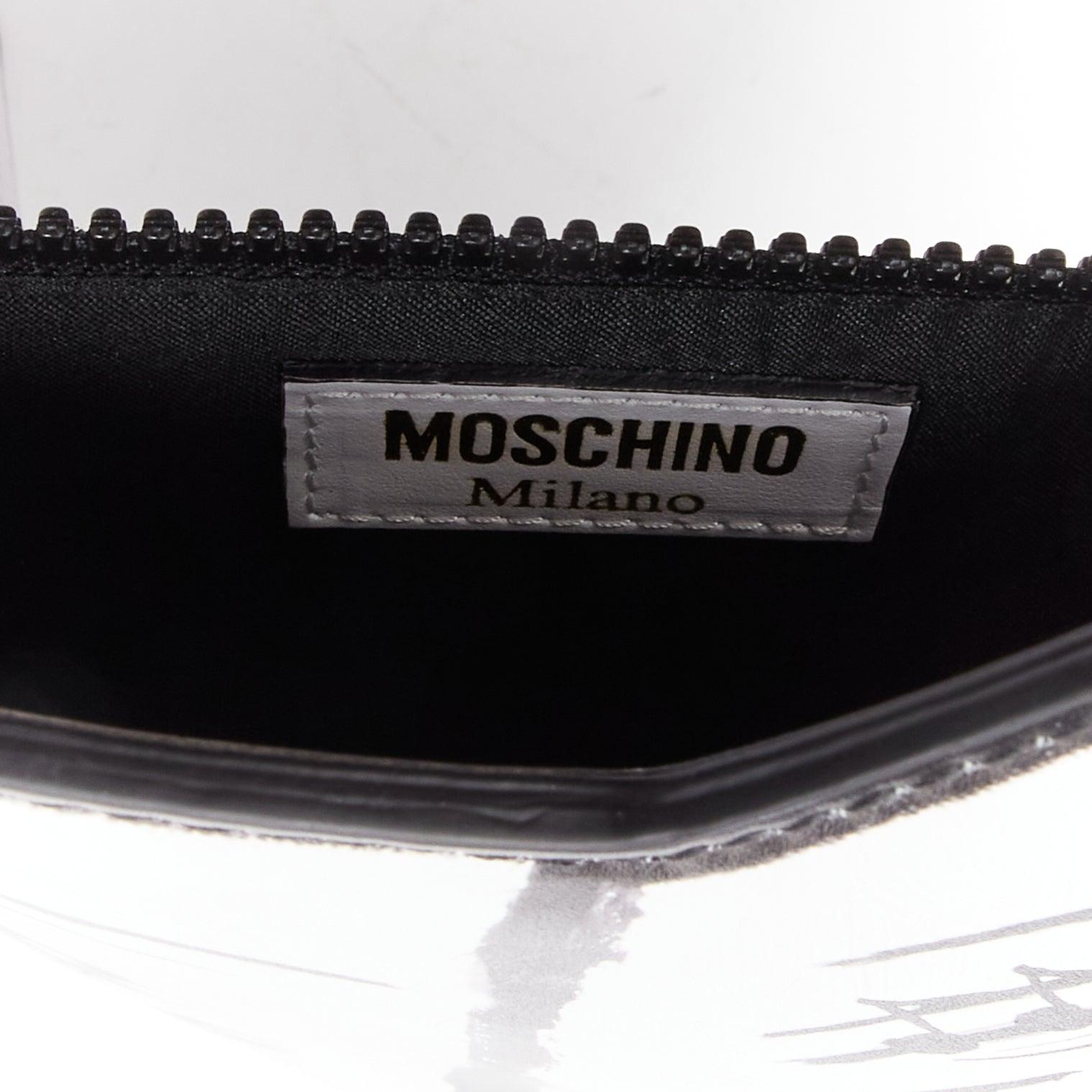 MOSCHINO COUTURE 2020 Runway Picasso Musical Note Score white leather clutch bag 3