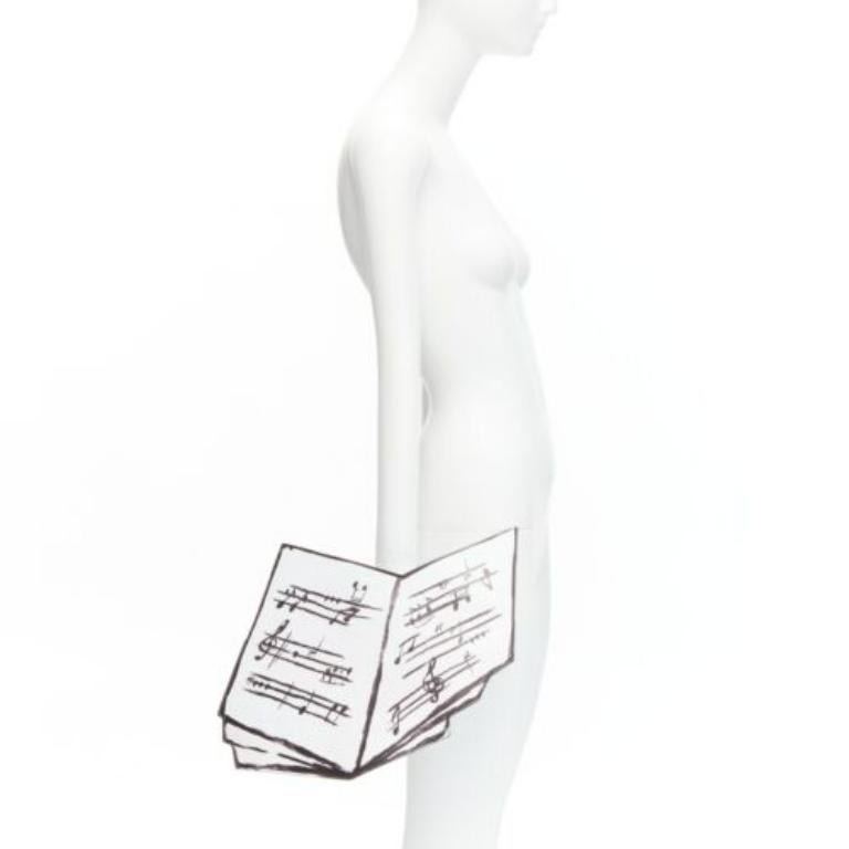 MOSCHINO COUTURE 2020 Runway Picasso Musical Note Score white leather clutch bag 3