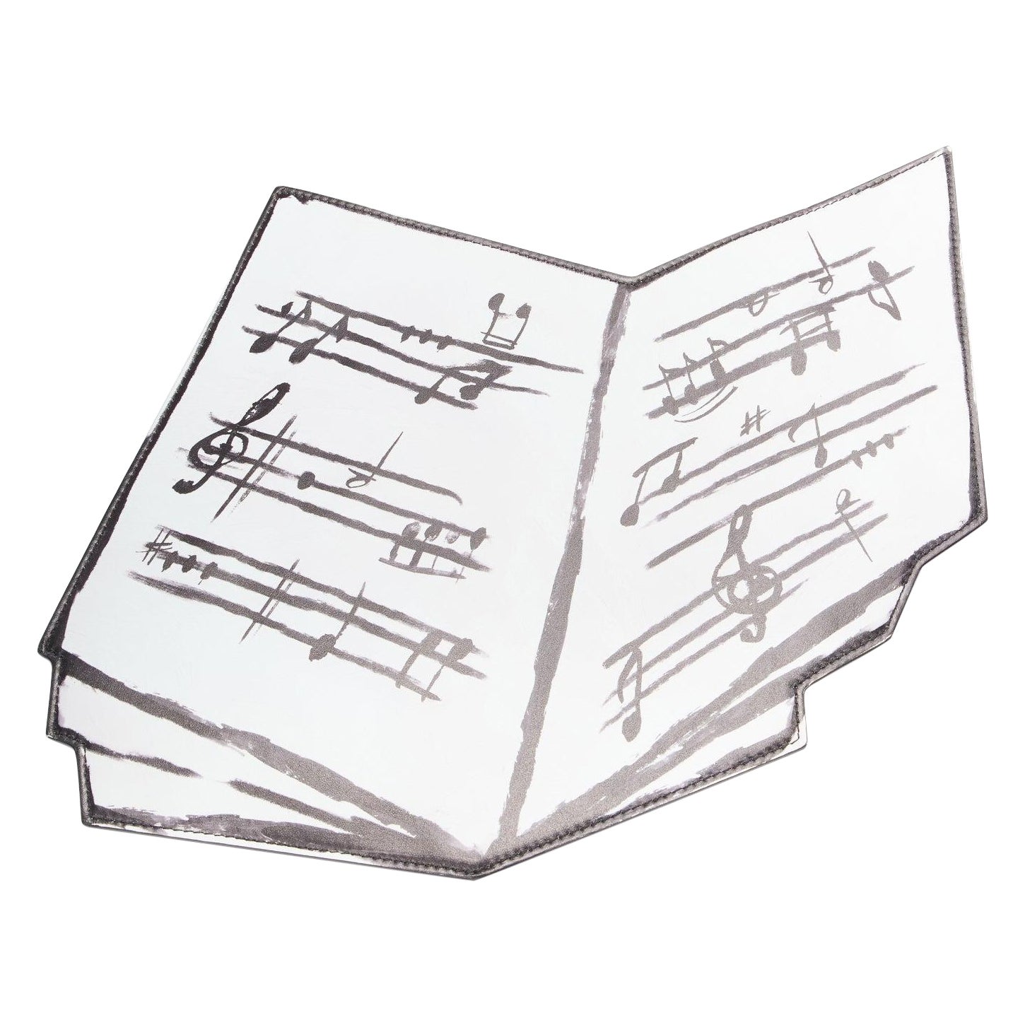 MOSCHINO COUTURE 2020 Runway Picasso Musical Note Score white leather clutch bag