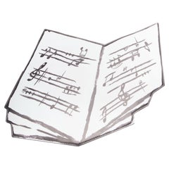 MOSCHINO COUTURE 2020 Pasarela Picasso Nota musical Partitura bolso de mano de piel blanco