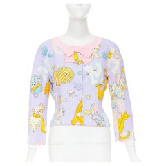 MOSCHINO COUTURE! 2022 Runway Calico Animals bow front fitted jacket IT40 S