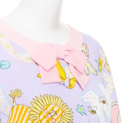 MOSCHINO COUTURE! 2022 Runway Calico Animals bow front fitted jacket IT44 L