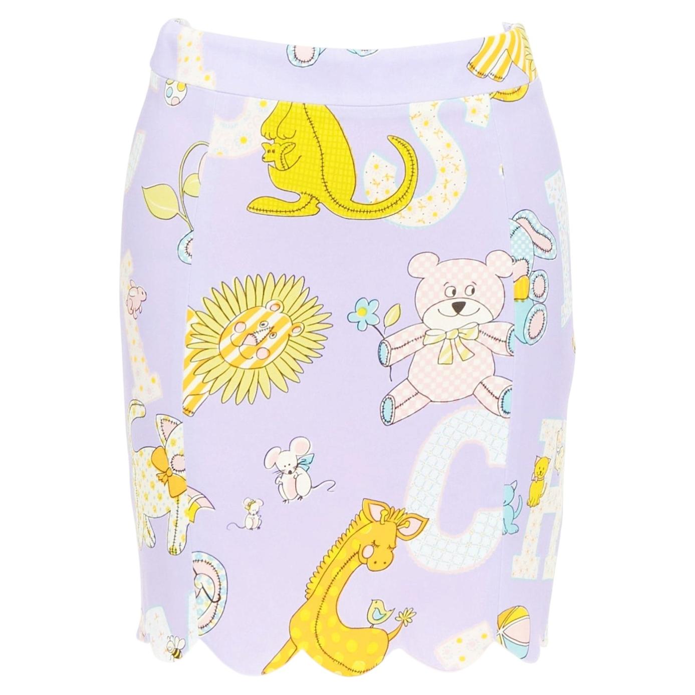 MOSCHINO COUTURE! 2022 Laufsteg Calico Animals Cartoons Jakobsmuschel Minirock IT38 XS