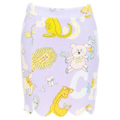 MOSCHINO COUTURE! 2022 Runway Calico Animals cartoons scallop mini skirt IT38 XS