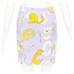 MOSCHINO COUTURE! 2022 Runway Calico Animals cartoons scallop mini skirt IT42 M