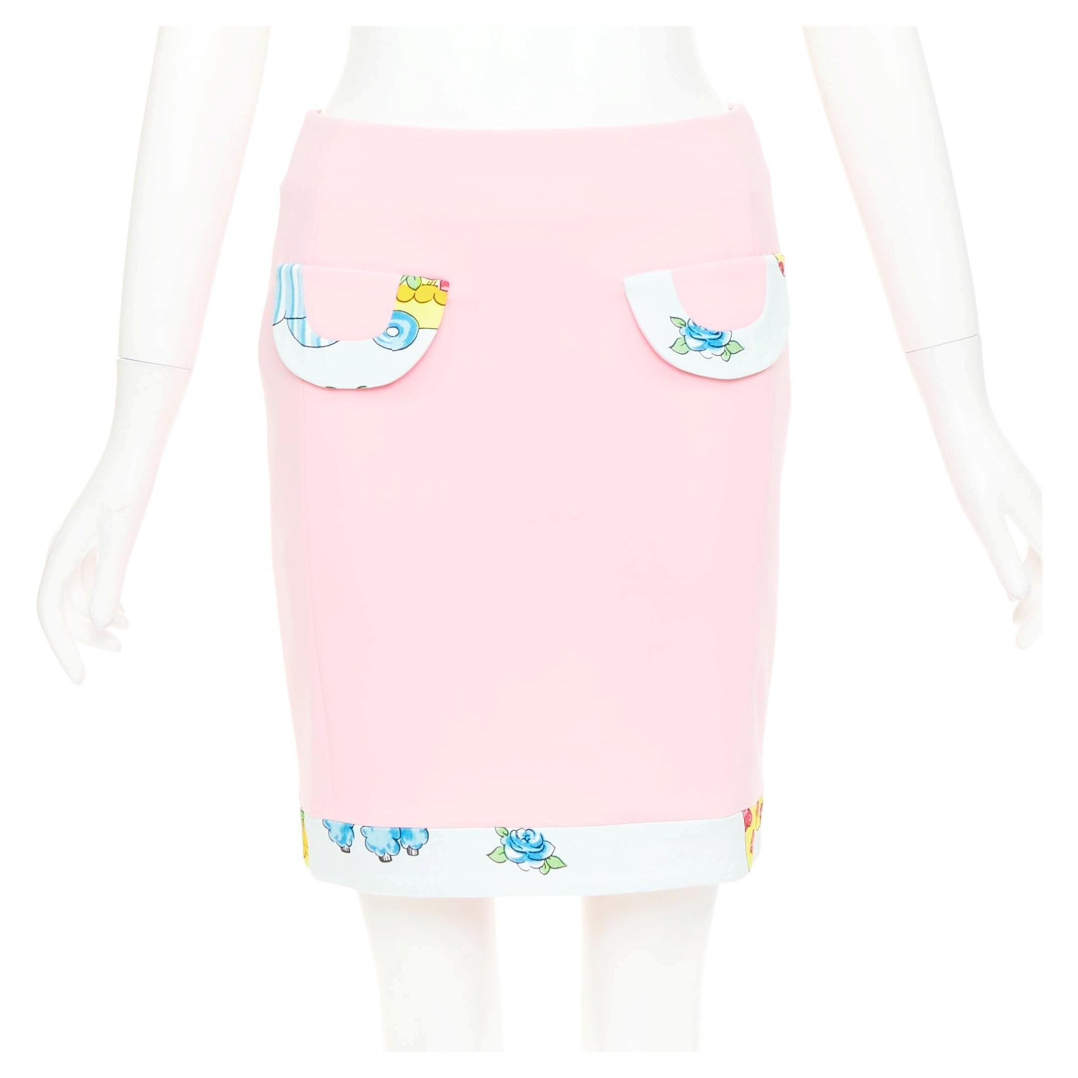 MOSCHINO COUTURE! 2022 Laufsteg Calico Tiere trimmen Minirock IT38 XS im Angebot