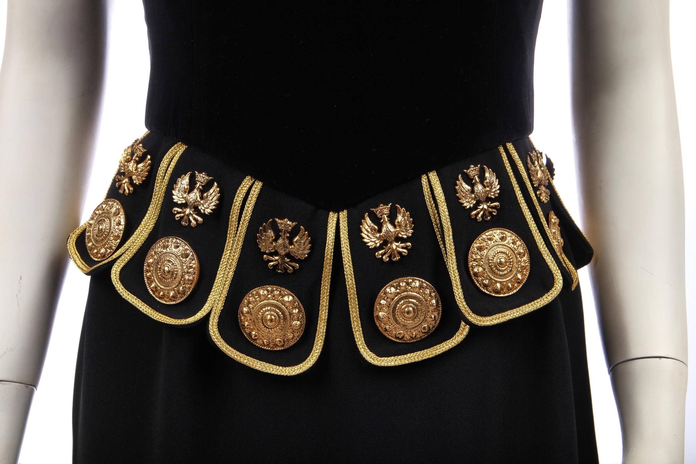 Women's Moschino Couture 80s Gladiator Velvet Cocktail Dress For Sale