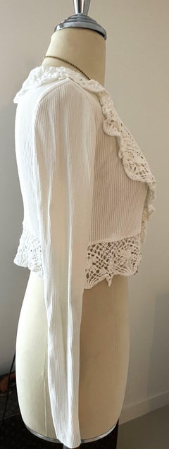 Moschino Couture 90s Cardigan Vest White Crocheted