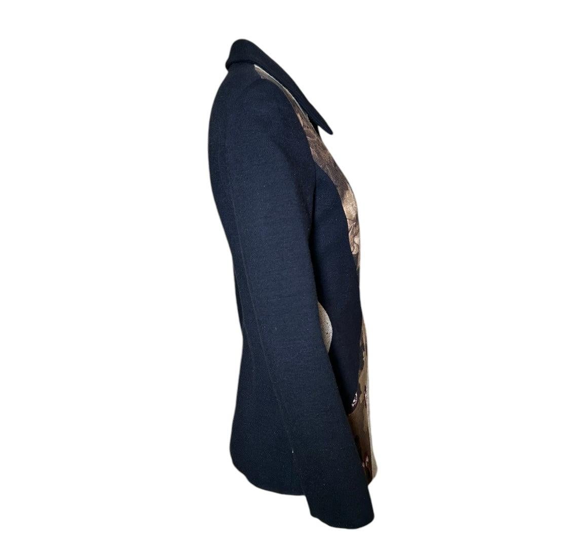 Moschino Couture Herbst-Motiv Angora-Mischung genähte Jacke (Schwarz) im Angebot
