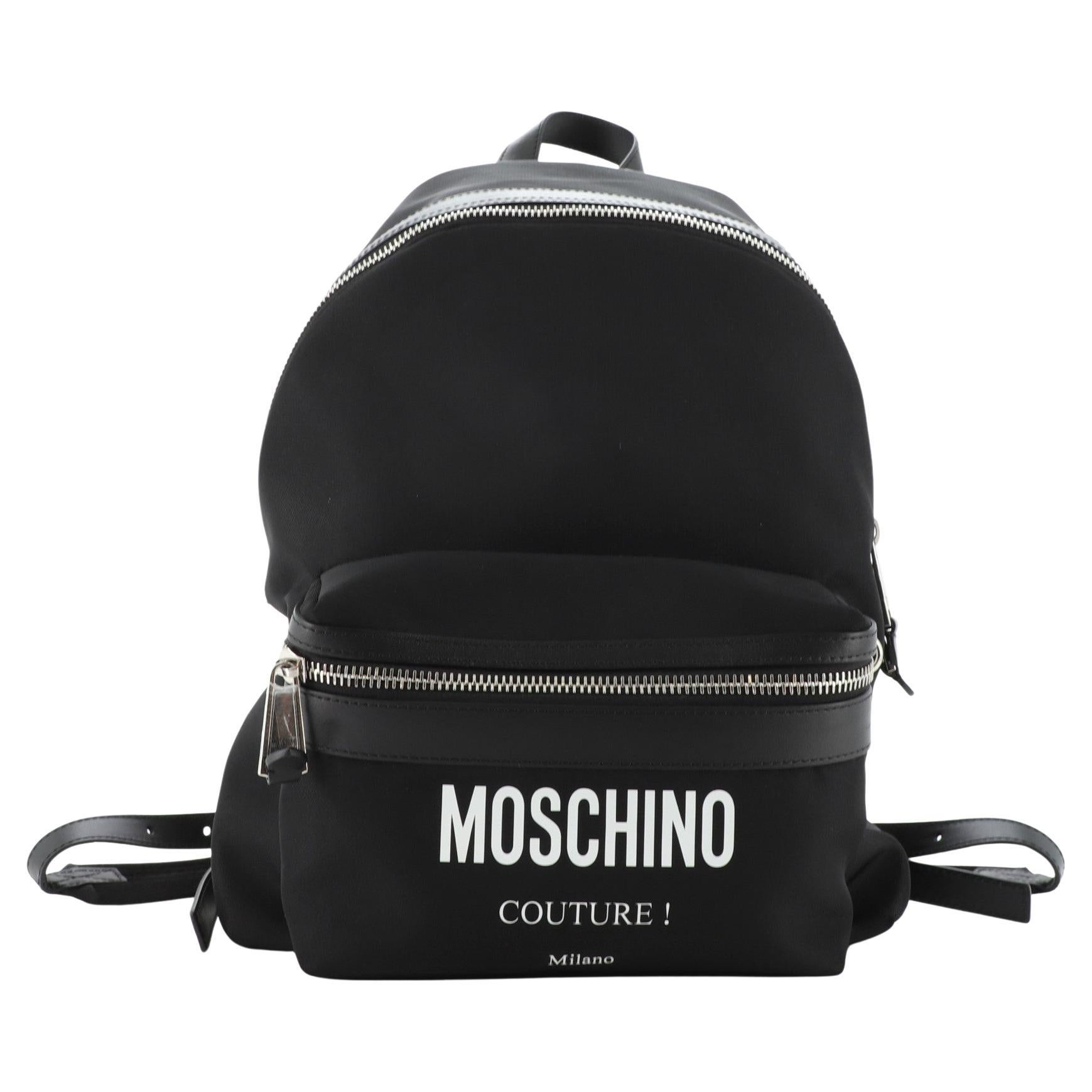 Moschino Black Suede Leather Backpack with Charms For Sale at 1stDibs