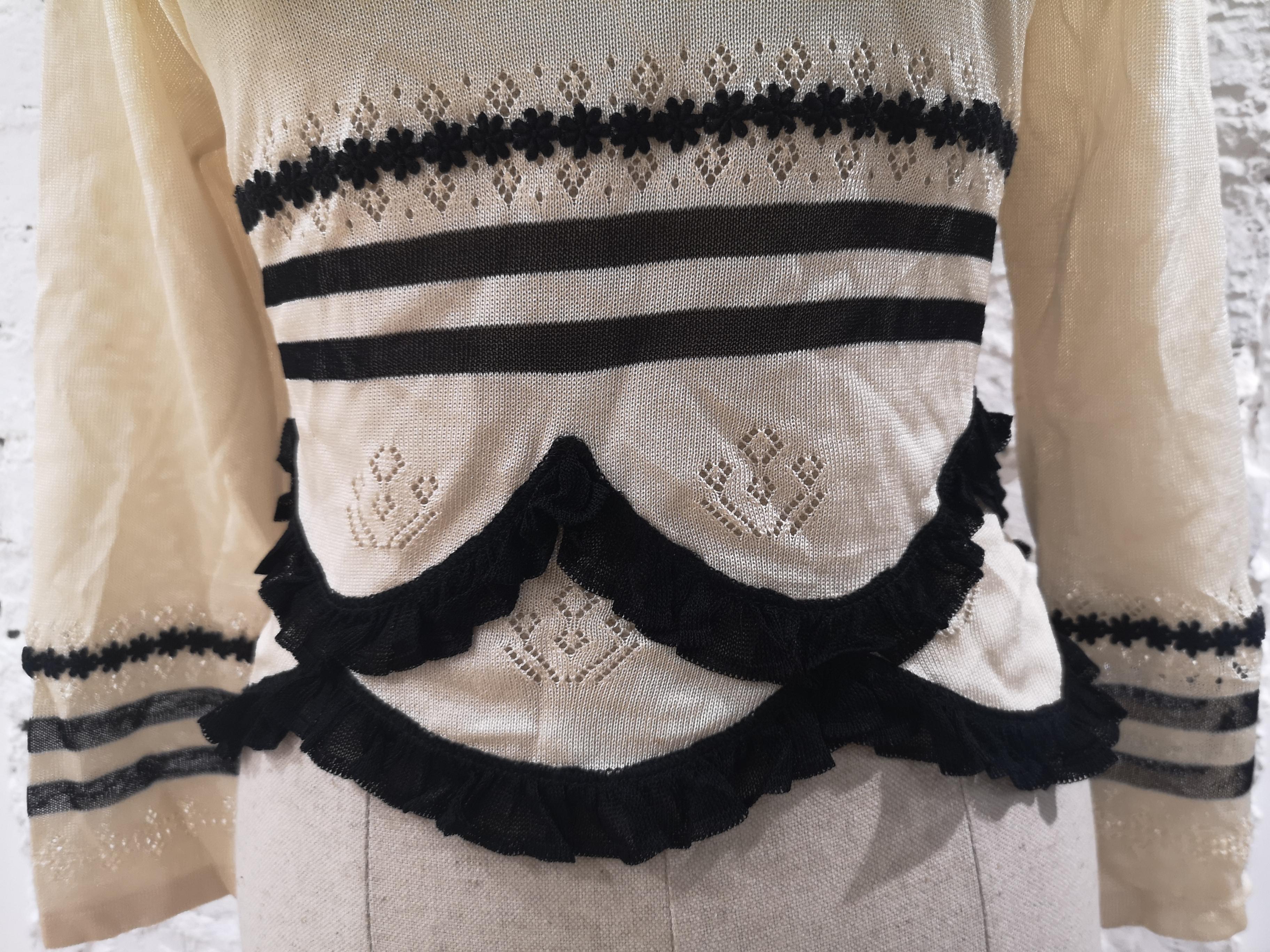 Brown Moschino couture beige and black pull sweater