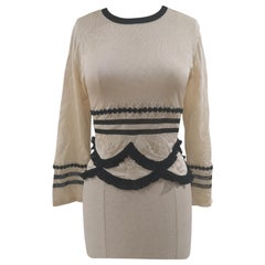 Vintage Moschino couture beige and black pull sweater