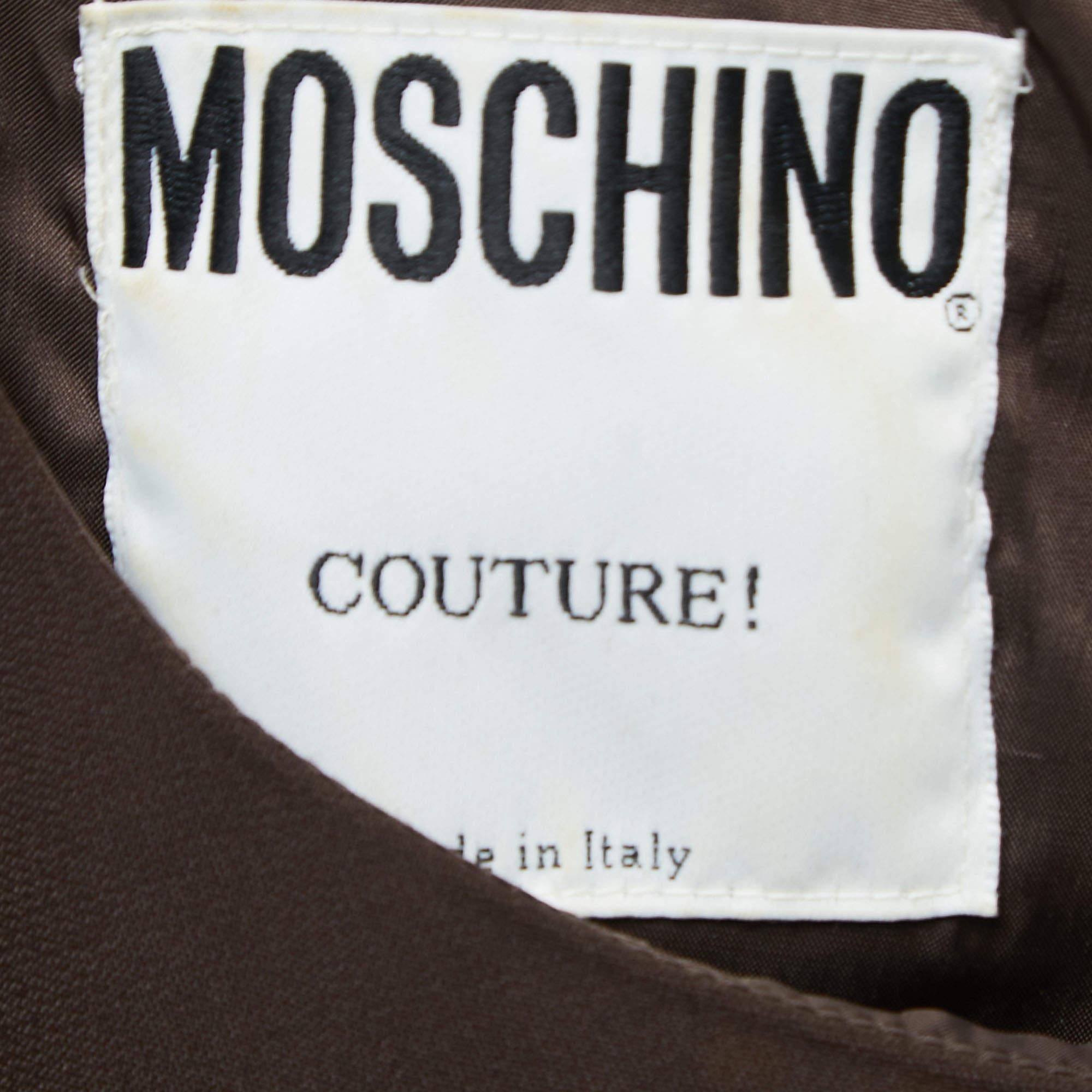 Moschino Couture Black/Brown Crepe & Lace Bow Detail Mini Dress L Bon état - En vente à Dubai, Al Qouz 2