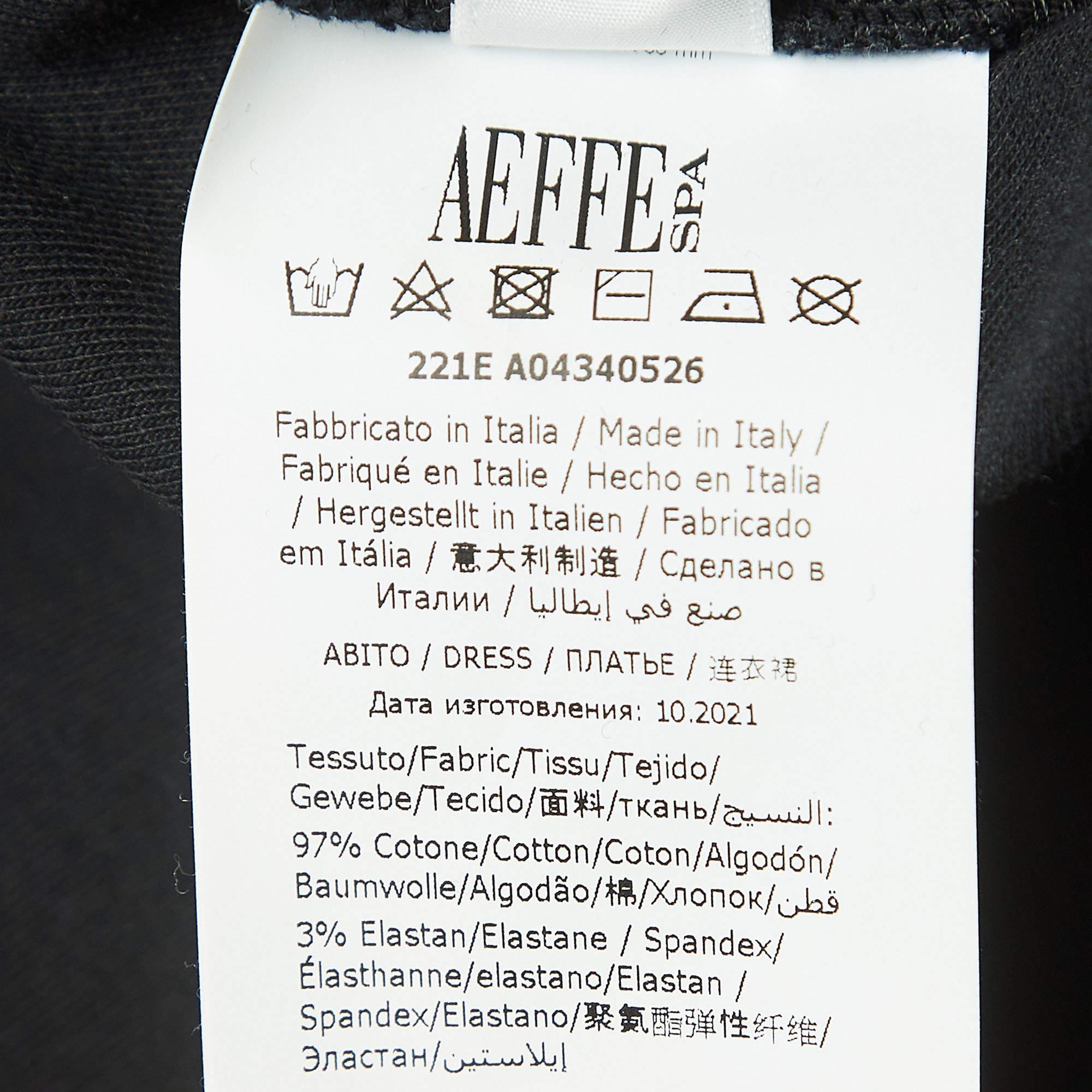 Moschino Couture Schwarzes langärmeliges Pulloverkleid aus Baumwolle mit Kirschbaumholz- Pie Print S im Zustand „Hervorragend“ im Angebot in Dubai, Al Qouz 2