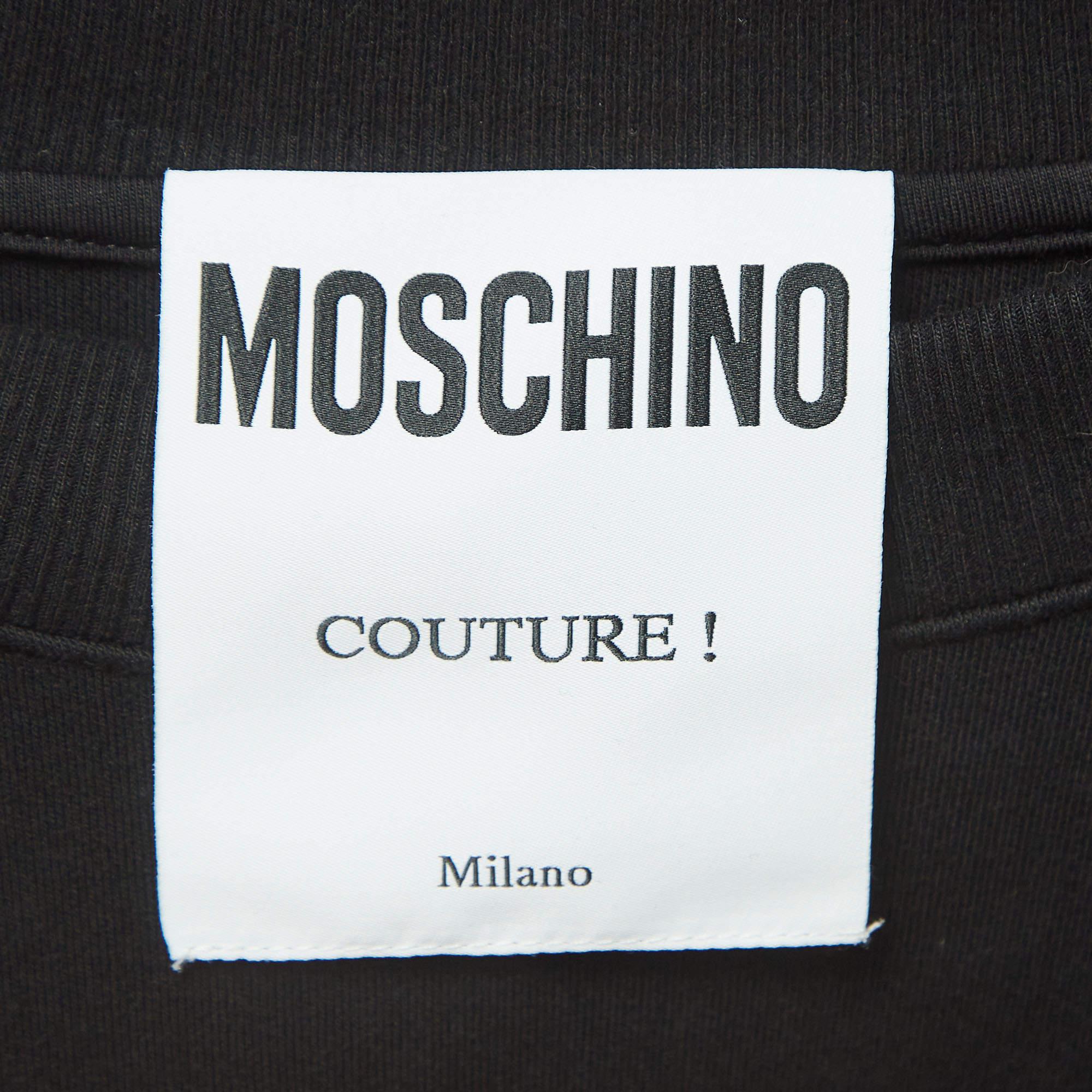 Moschino Couture Black Cherry Pie Print Cotton Long Sleeve Jumper Dress S Pour femmes en vente