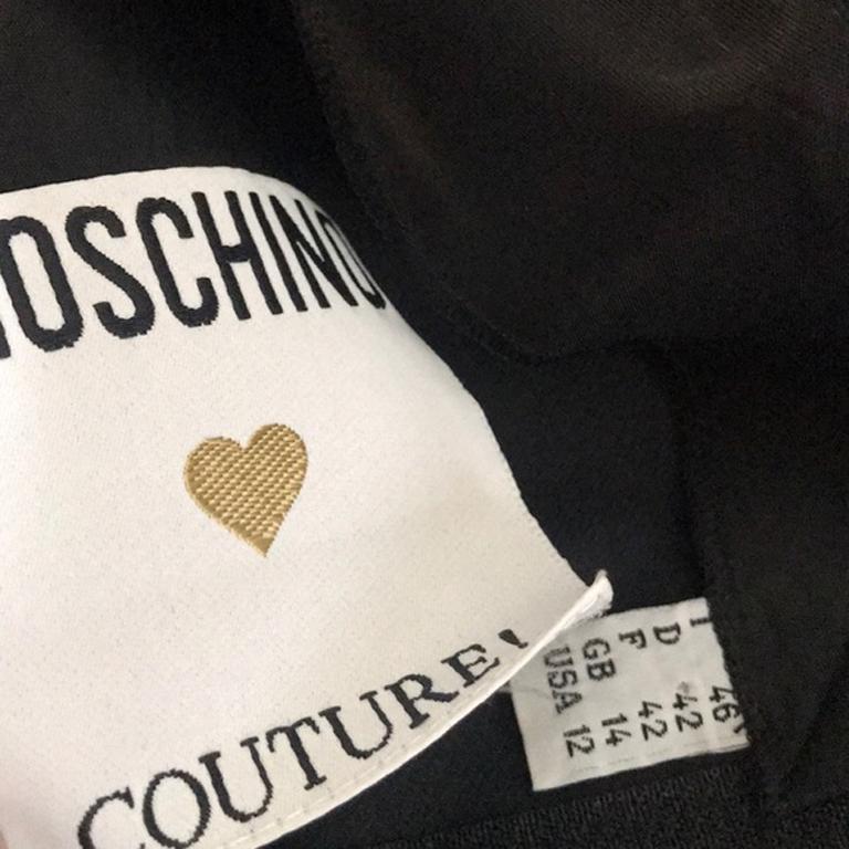 Moschino Couture Black Cow Shirt Embroidered For Sale 1
