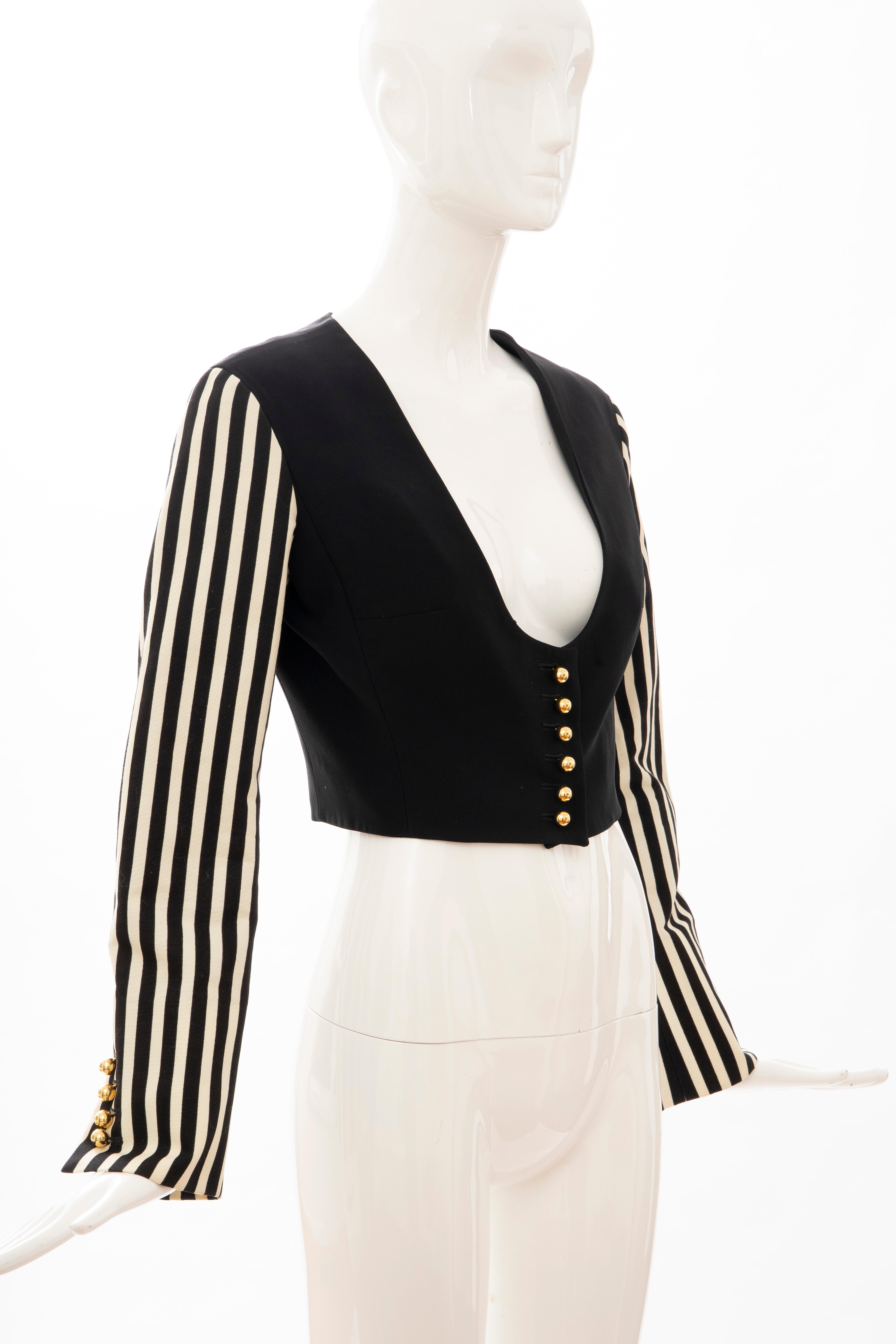 cropped button-front vest