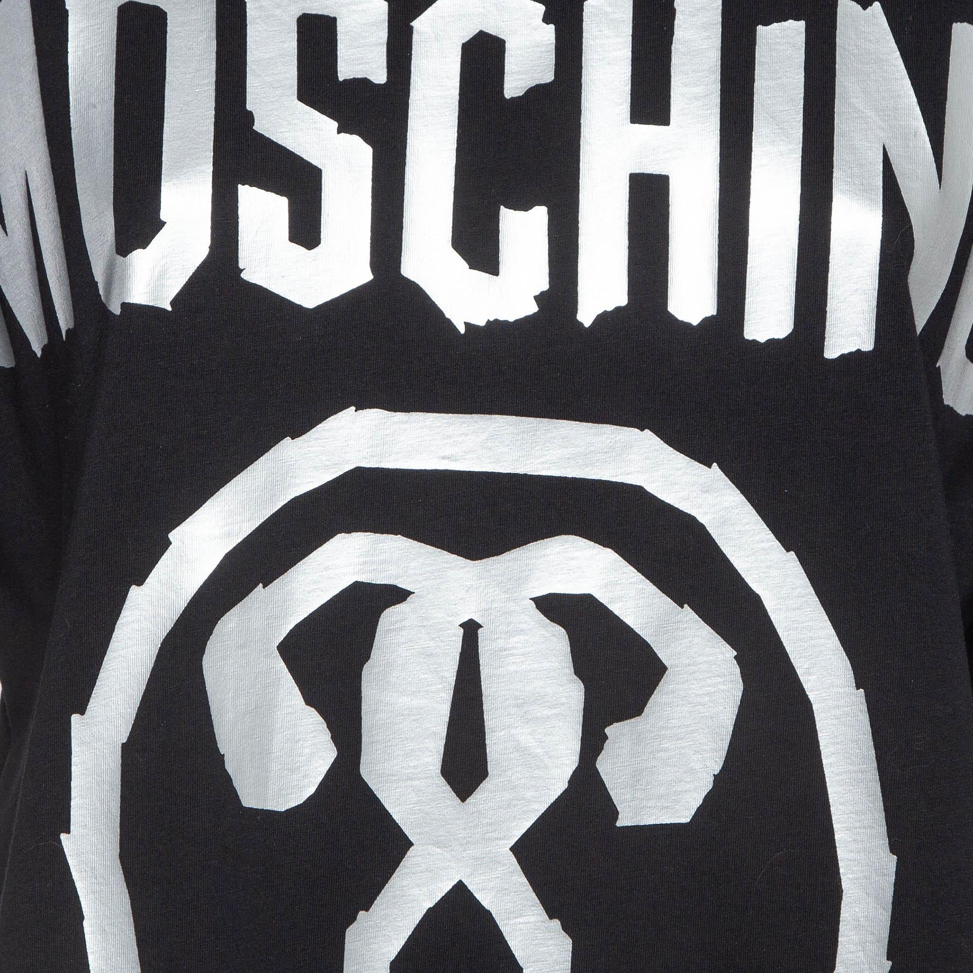 Moschino Couture Black Double Question Mark Print Cotton T-shirt M In Good Condition For Sale In Dubai, Al Qouz 2