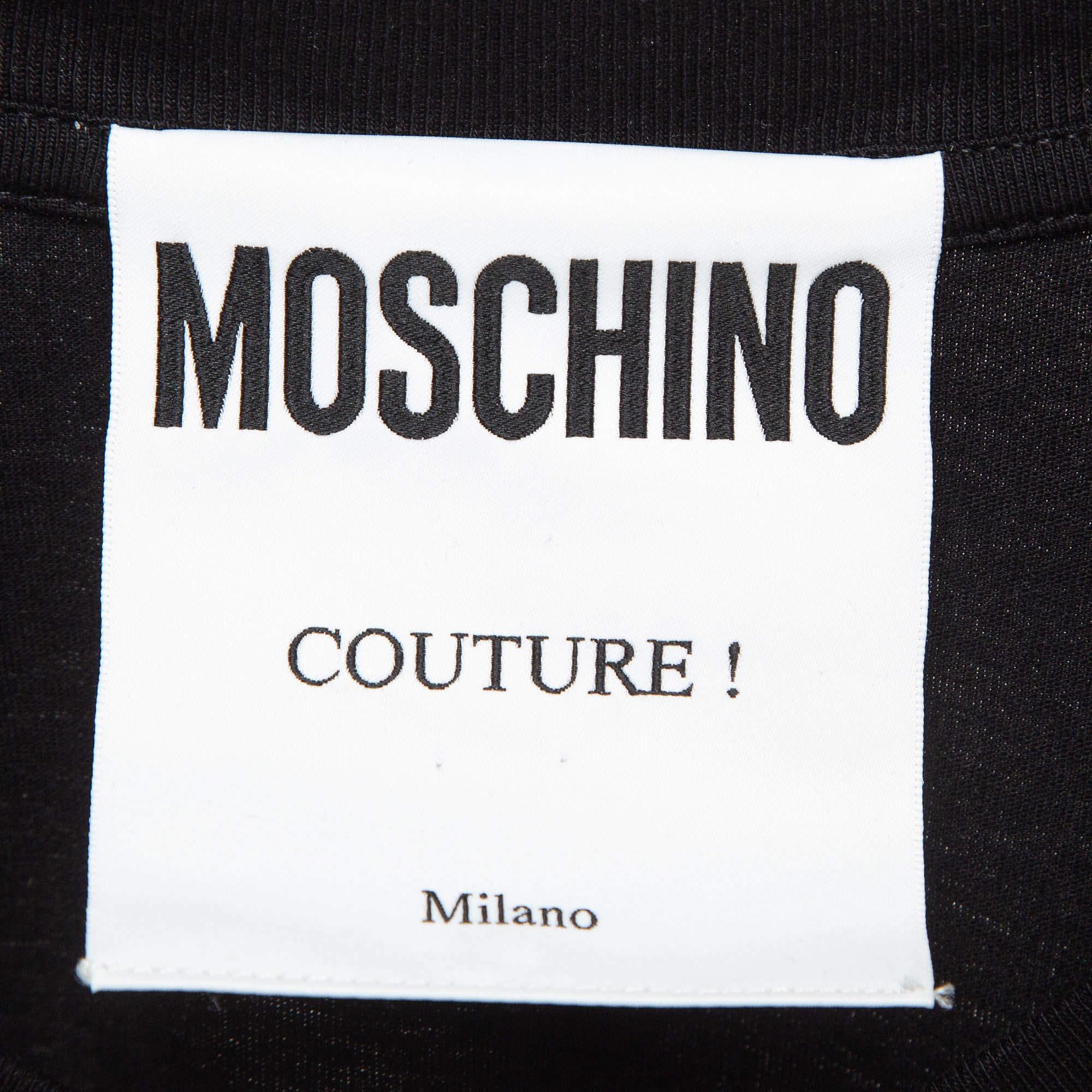 Women's Moschino Couture Black Double Question Mark Print Cotton T-shirt M For Sale