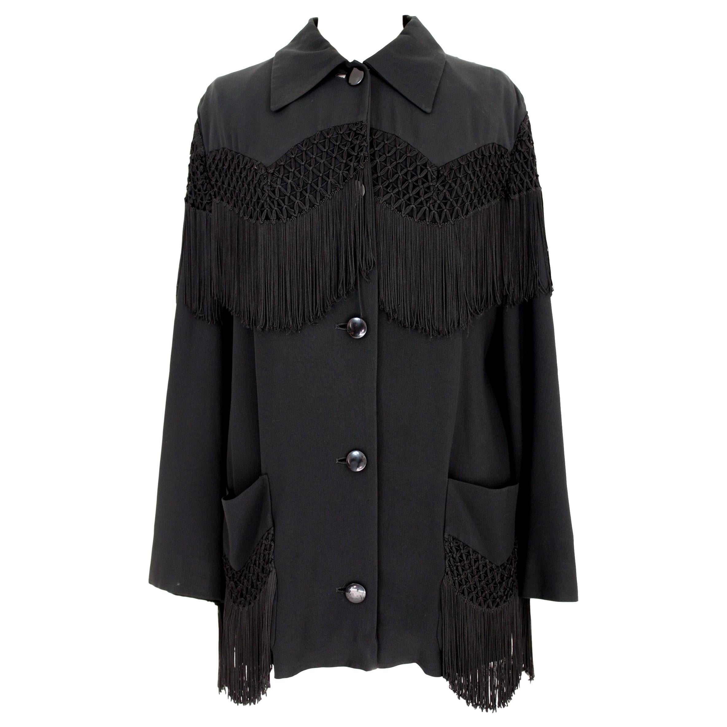 Moschino Couture Black Fringe Country Western Jacket 1980s