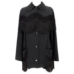 Moschino Couture - Veste Country Western noire à franges, années 1980