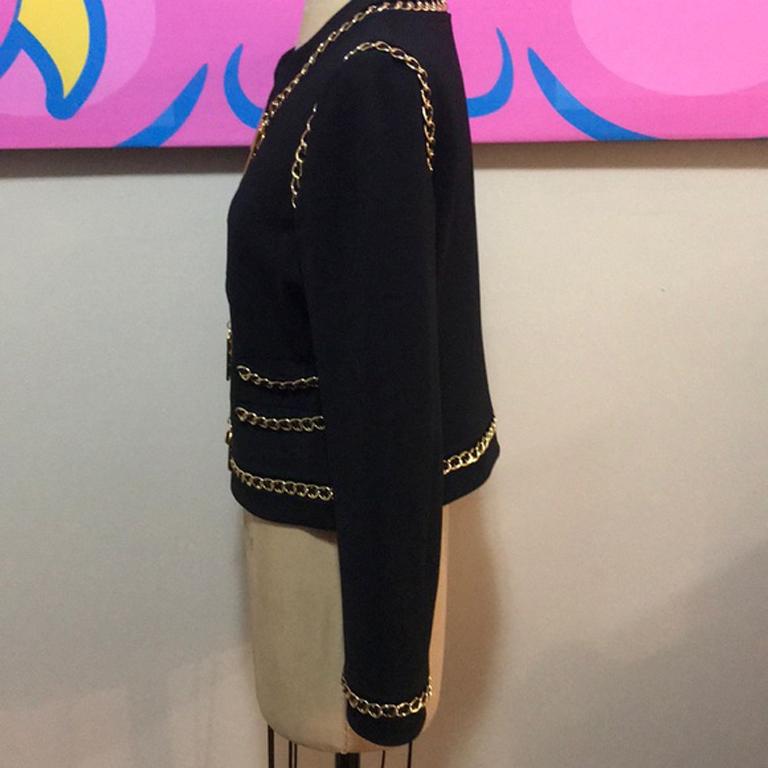 Moschino Couture Black Gold Chain Charm Jacket In New Condition For Sale In Los Angeles, CA