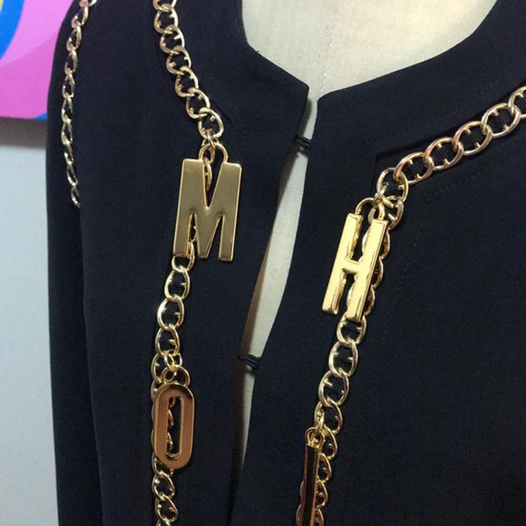 Women's Moschino Couture Black Gold Chain Charm Jacket For Sale