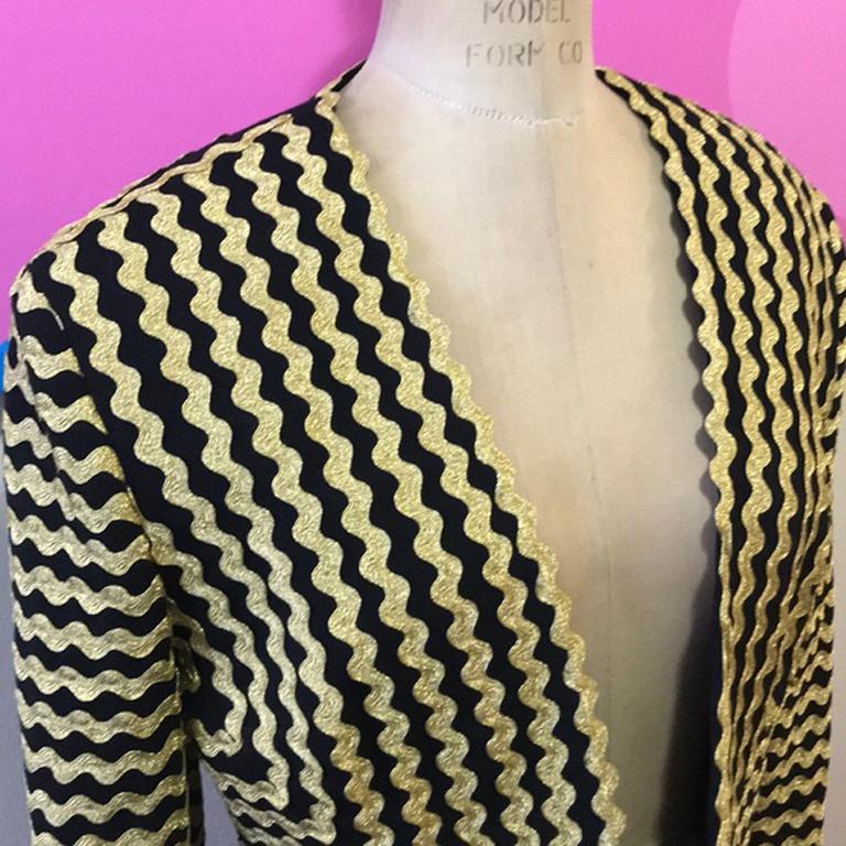 Moschino Couture Black Gold Rick Rack Crop Jacket For Sale 3