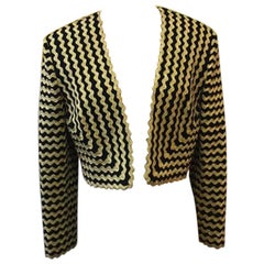 Retro Moschino Couture Black Gold Rick Rack Crop Jacket