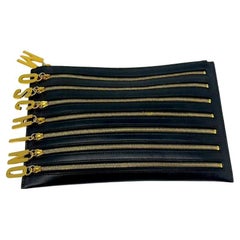 Moschino Couture Black Leather Clutch Zipper