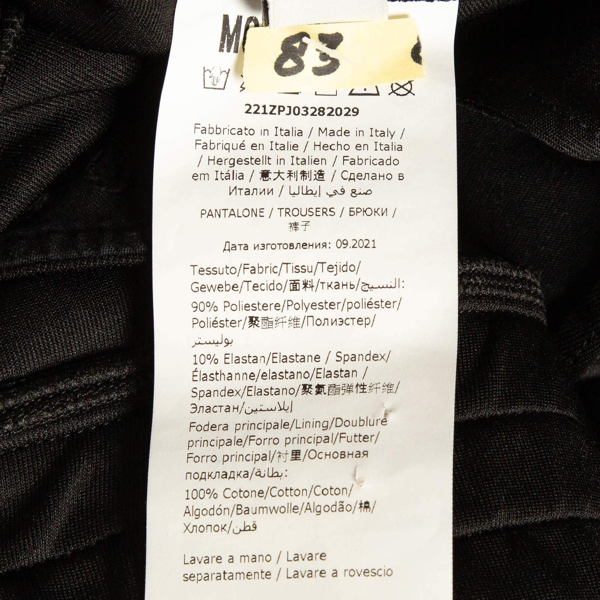 Uomo Moschino Couture Pantaloni da corsa in maglia elasticizzata con logo nero e striscia laterale S in vendita