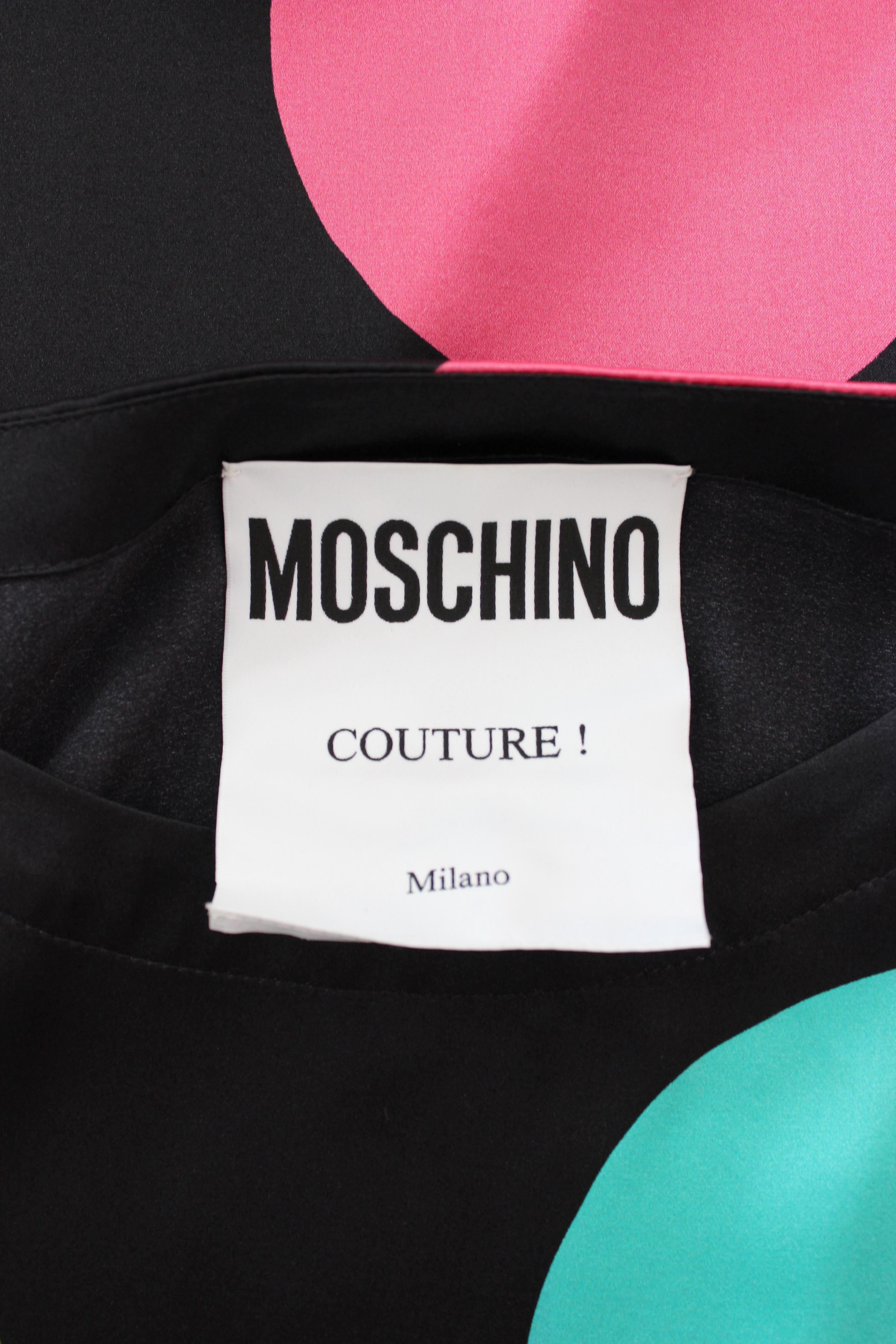 Moschino Couture Black Multicolor Silk Polka Dot Tunic Dress 1