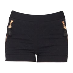 Moschino Couture Black Quilted Tassel Zip Detail Shorts S