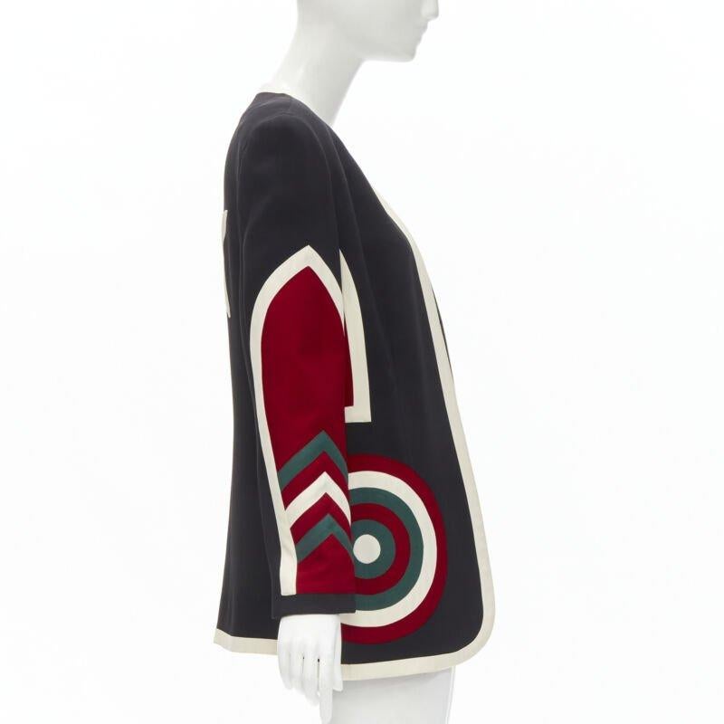 MOSCHINO COUTURE! black red creoe Star Bullseye geometric blazer IT42 L In Excellent Condition For Sale In Hong Kong, NT