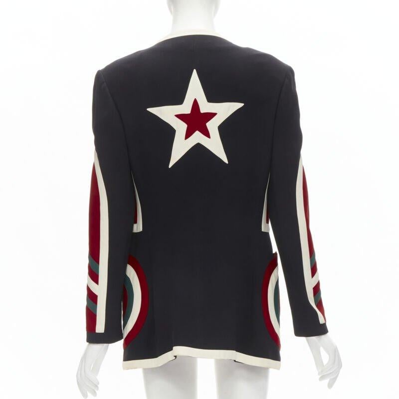 Women's MOSCHINO COUTURE! black red creoe Star Bullseye geometric blazer IT42 L For Sale