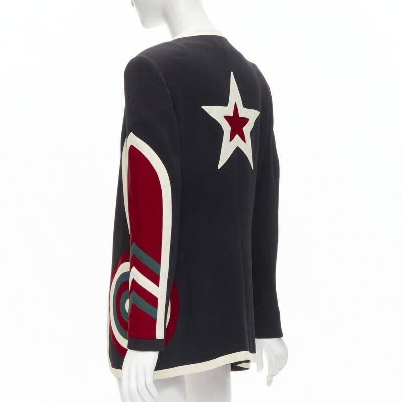 MOSCHINO COUTURE! black red creoe Star Bullseye geometric blazer IT42 L For Sale 1