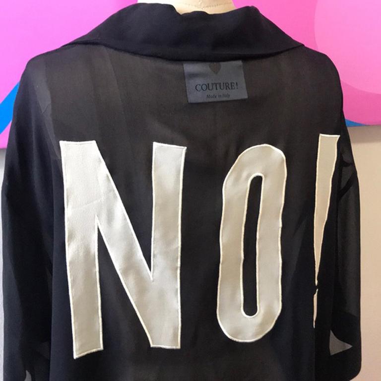 Moschino Couture Black Silk Crepe No! Blouse In Good Condition For Sale In Los Angeles, CA