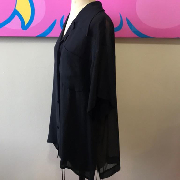 Moschino Couture Black Silk Crepe No! Blouse For Sale 2