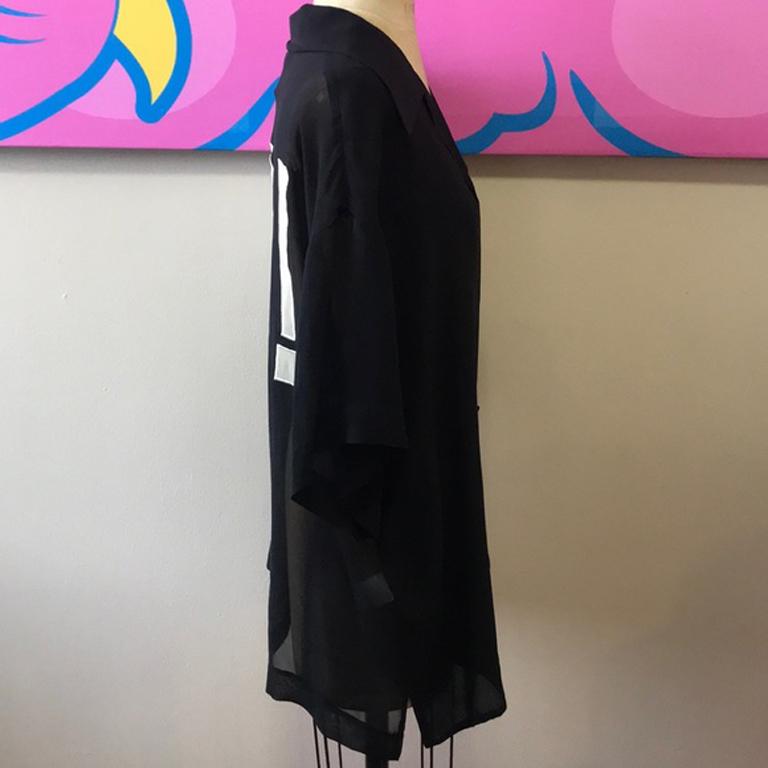 Moschino Couture Black Silk Crepe No! Blouse For Sale 3