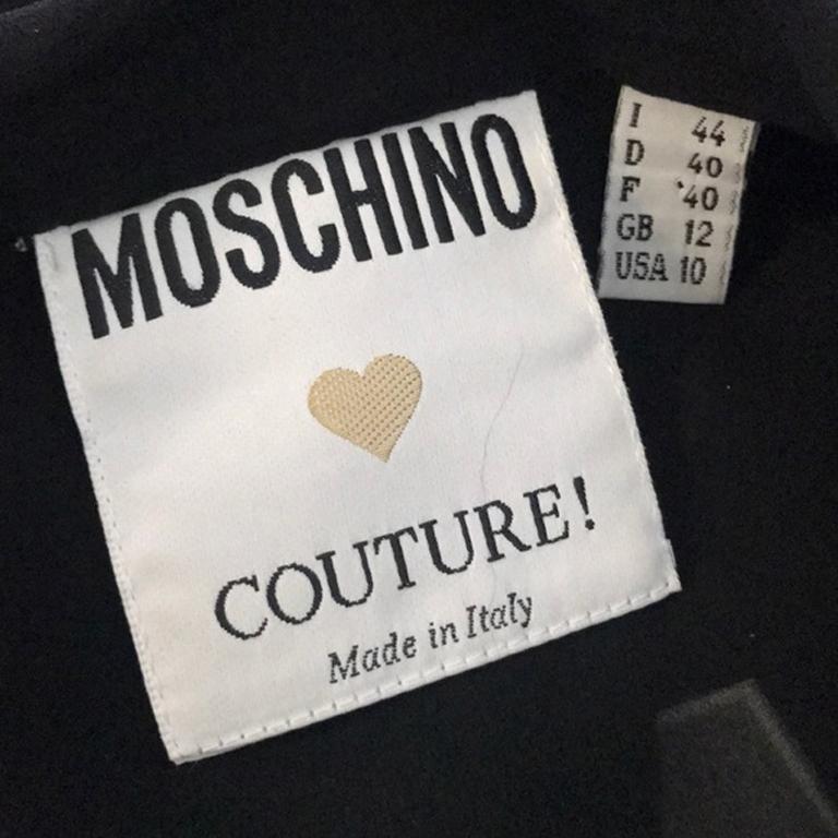 Moschino Couture Black Silk Crepe No! Blouse For Sale 4