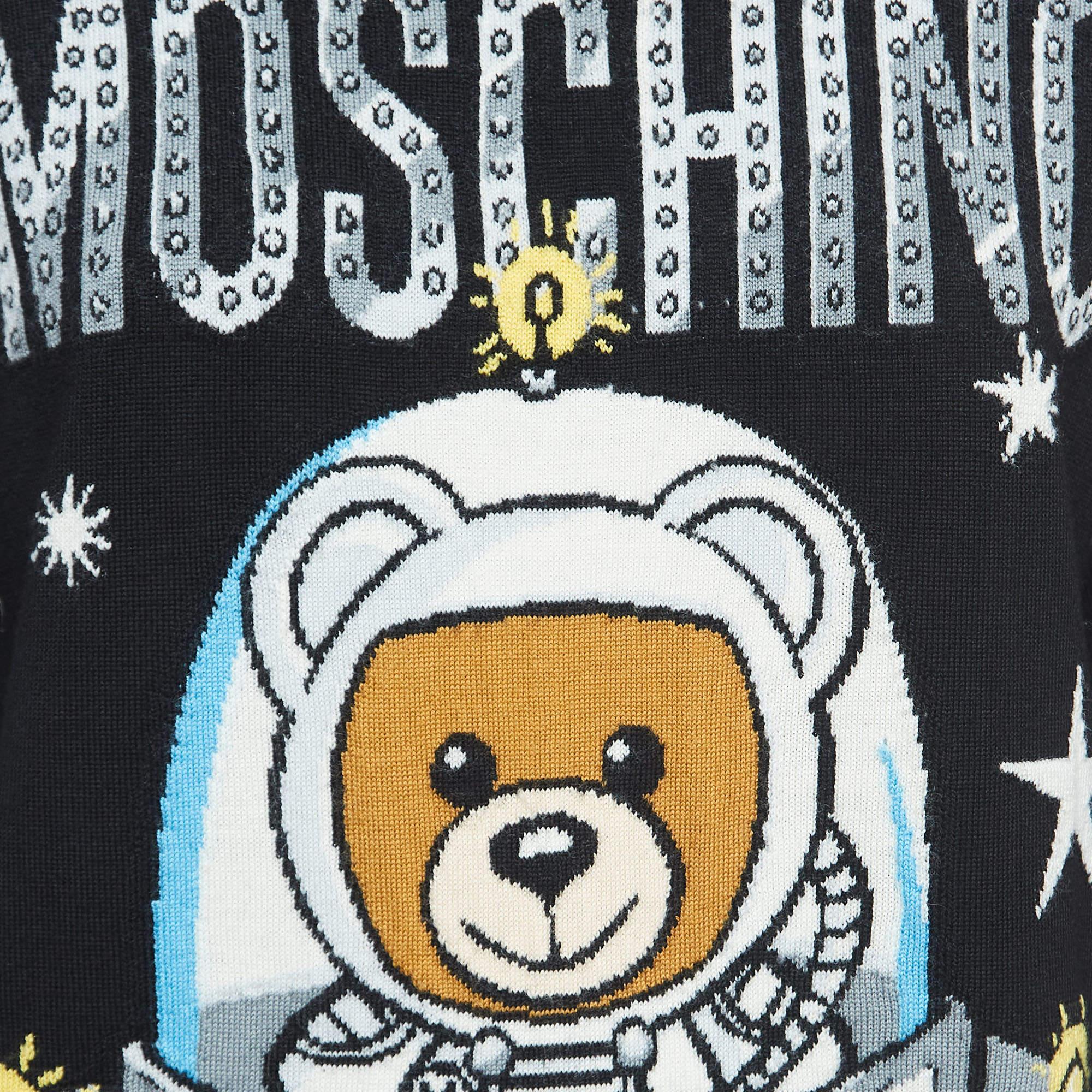 Moschino Couture Schwarzer Space Teddybär-Wollpullover XS Damen im Angebot